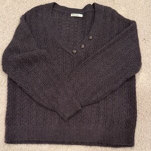 Marine Layer Women's Dark Gray V-Neck Sweater